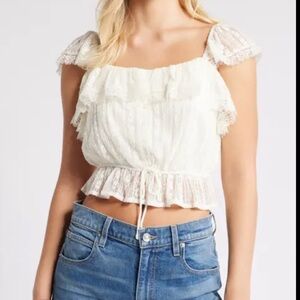 LUSH Cream Lace Women's Top Large L